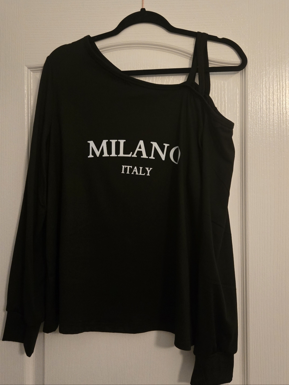 Milano Black One-Shoulder Logo Sweatshirt